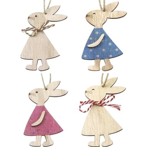 Easter Rabbit Wooden Pendant Hanging Crafts Bunny Home Easter Decoration For Kids Rabbit Lover Gifts Dripship