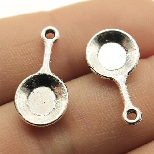 20PCS/lot 10*22mm Metal Charms Pan Kitchenware Pendants Antique Silver Bronze Color Making DIY Handmade Tibetan Jewelry DIY