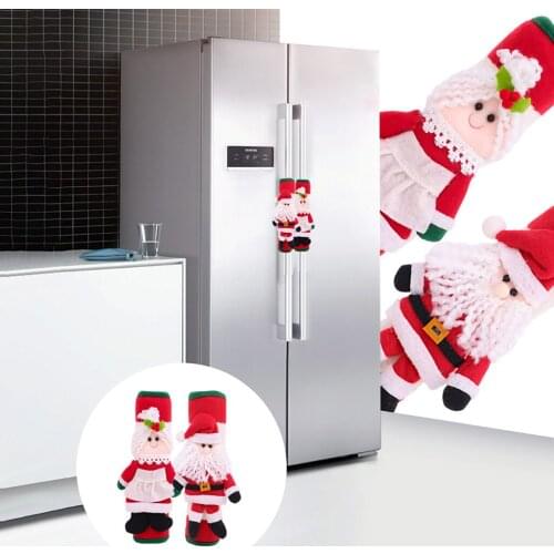 Christmas Refrigerator Handle Cover Cloth Door Handle Cover Kitchen Fridge Appliances Glove Protector Door Knob Protector