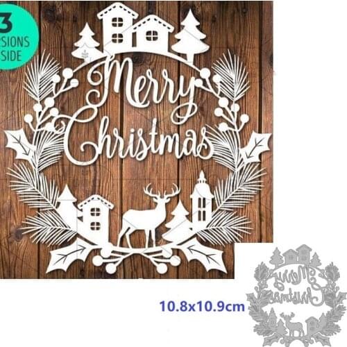 Christmas Metal Cutting Dies 2021 New Year Red Stencil For Decor DIY Scrapbooking Dies Embossed Paper Card Gifts Template Xmas