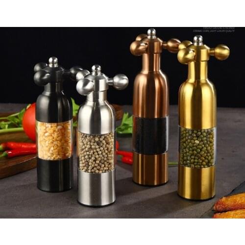 Manual Salt Pepper Mill Grinder Stainless Steel Grinder Spice Sauce Grinder Silver Hand Driven Pepper Mill BBQ Accessory
