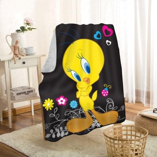 Cute Anime Tweety Bird Throw Blanket Personalized Blankets On For The Sofa/Bed/Car Portable 3D Blanket For Kid Home Textiles