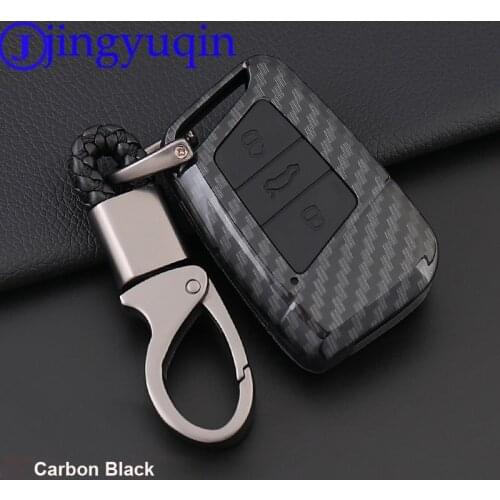 Jingyuqin 3B Carbon Fiber Silicone Key Case Cover For Volkswagen VW Magotan Passat B8 Skoda A7 Smart Key