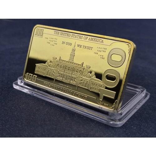 Trump 100 US Dollar Gold Bar Collectible Replicas Coin Cryptocurrency Souvenir Festival Gifts