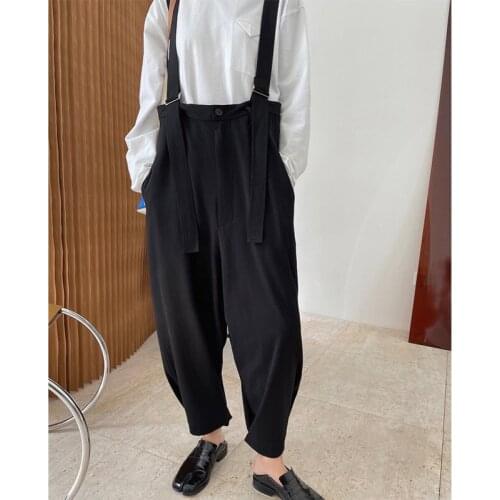 TVVOVVIN Spring new high waist loose Jumpsuit female solid color casual large pocket cargo pants GRZB