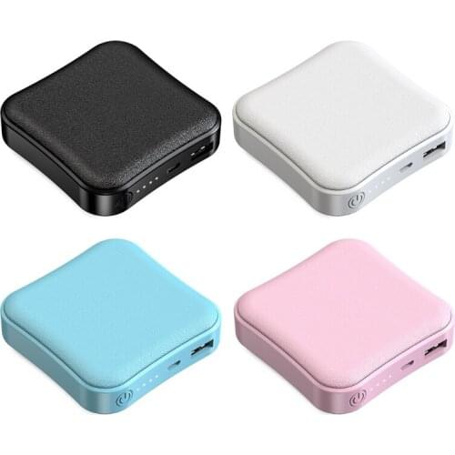 Power Bank 8000mAh Mini Square Charger USB Port External Charger for Smartphone Pinhole Light Display Power Bank