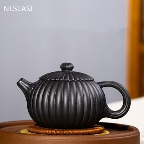 Yixing Upscale Tea Pot Purple Clay Xishi Teapots Raw ore black mud Beauty Kettle Chinese Tea Ceremony Customized Authentic 280ml
