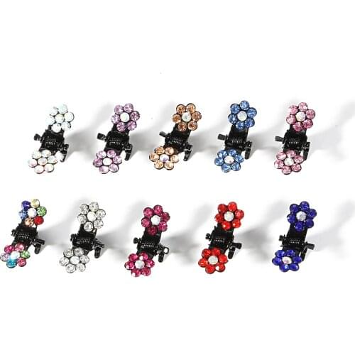 12pcs/pack Crystal Rhinestone Flower Hair Claw Hairpins Hair Accessories Ornaments Hair Clips Hairgrip for Kids Girl