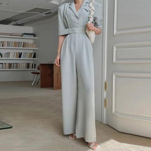 ZAWFL 2021 Summer Elegant Women Plaid Jumpsuits OL Work Wide Leg Pants Casual Loose Deep V-neck Short Sleeve Loose Rompers