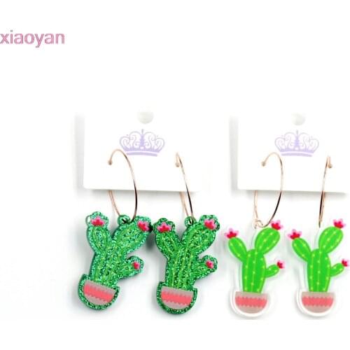 1pair) Acrlylic cactus Dangle Earring Women cute Earrings Acrylic Earrings