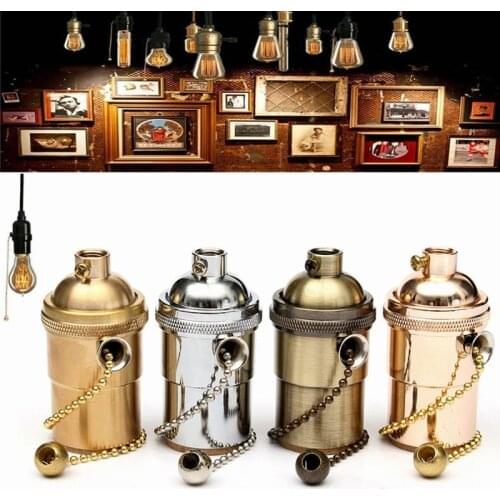 1pcs Edison Lamp Base E27/E26 Solid Brass Ceiling Light Socket Pull Chain Pendants Bulb Lighting Light Screw Lamp Base Holder