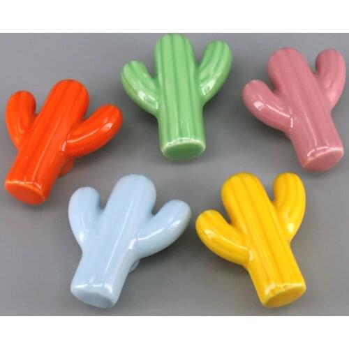 1PC Colorful Cute cactus Knob Kitchen Cupboard Cabinet Door Knob Kids Room Furniture Hardware Handle Knob