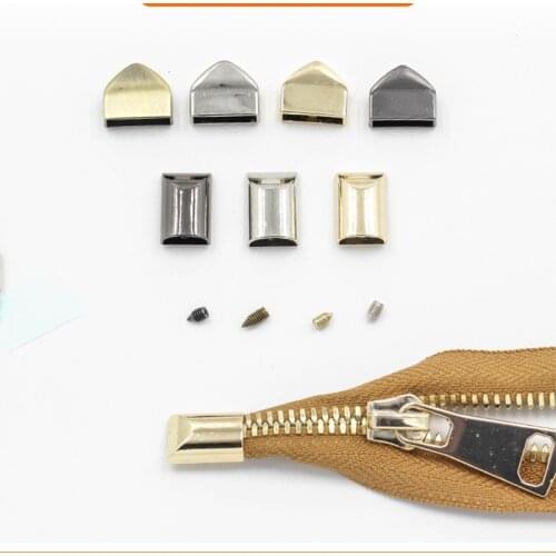 10pcs metal zipper screws plug lock clips bag pull tail stopper closure repair tools DIY craft garment purse accessory sewing