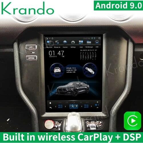 Krando Android 9.0 10.4" Tesla Vertical screen car radio gps navigation for Ford Mustang 2015-2018 multimedia player system wifi