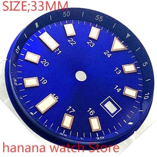 No BLIGER logo dial premium watch parts blue dial mens watch night dial, suitable for Miyota-DG-2813-3804 ETA2836-2824