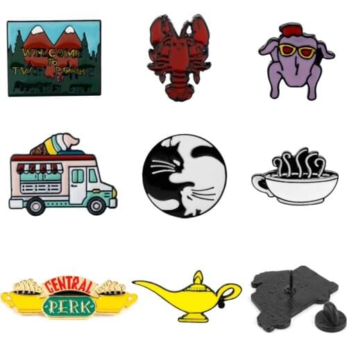 American TV show Friends Central Perk Coffee Time Badge Brooch Enamel pin Sofa Coffee Lobster Ice cream truck Brooches&Pins