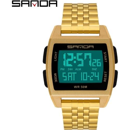 Popolar Brand Luxury Mens gold Watches Military Sports LED Digital Watch for Men Steel Waterproof Clock Relogio Masculino