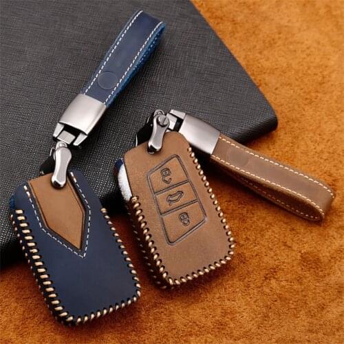 Retro Genuine Leather Car Key Case Cover for Volkswagen VW Golf Bora Jetta Passat Polo Golf 7 MK7 Tiguan MK2 Magotan Passat B8A7