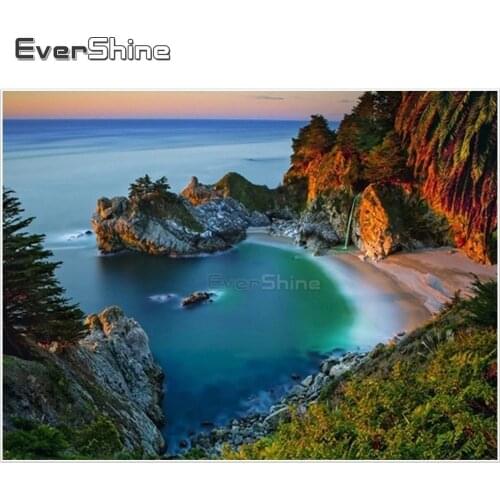 EverShine Diamond Mosaic Sea Full Square Diamond Embroidery Scenic Diamond Painting Cross Stitch Rhinestones Pattern Home Decor
