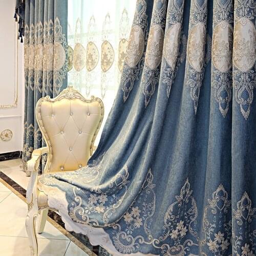 European Schnier Embroidered Curtain Cloth Curtains for Living Room and For Bedroom