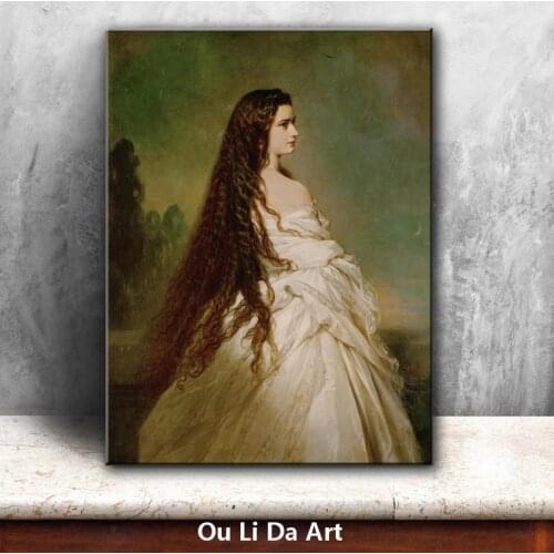 Classical court figures long hair lady portrait oil paintings canvas printing printed on canvas home wall art decoration picture