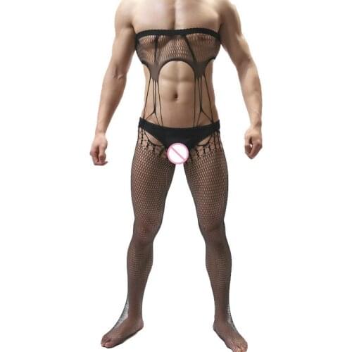 Classic Man Sleepwear Male Underwear Mens Sexy Lingerie Fishnet Bodysuit Adult Mens Sexy Cosplay Costume Plus Size Men Nighties