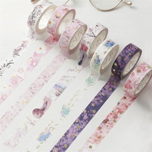New Beautiful cherry blossom Gilding Washi Tape Adhesive Tape DIY Scrapbooking Sticker Label Masking Tape