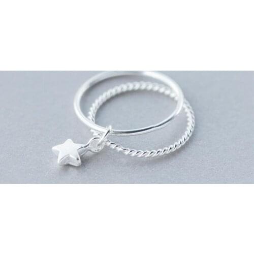 Multi-layer Star Simple Wild 925 Sterling Silver Temperament Personality Fashion Female Trendy Resizable Opening Rings SRI034