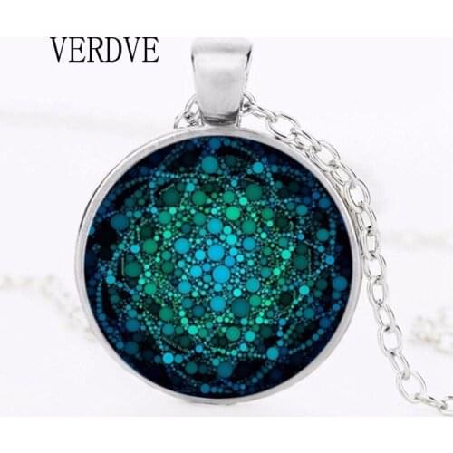 New Flower of Life Necklace Om Yoga Chakra Pendant Mandala Necklace Fashion Glass Dome Sacred Geometry Women Jewelry