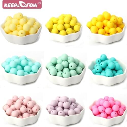 Keep&Grow 50pcs Baby Round Sillicone Beads Baby Teething Toy Pacifier Chains Necklace Tools Baby Teethers Beads Food Grade Peal
