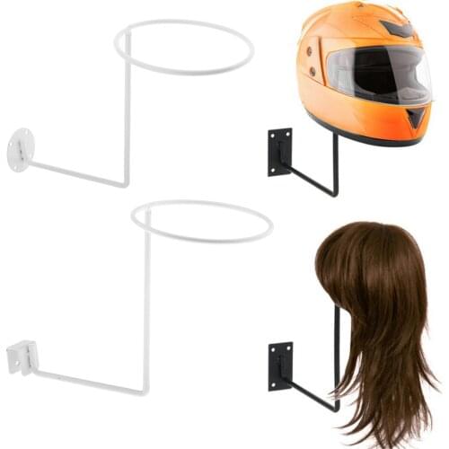 Metal Helmet Display Stand Motorcycle Helmet Holder Hanger Support Wall Mounted Hook Rack White 1pc