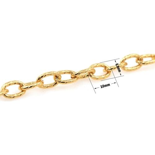 Trendy Fashion Chain Necklace,O-Shaped Gold Bracelet,Minimalist Dent Chain,DIY Jewelry Necklace Making Accessories 6.8x10mm