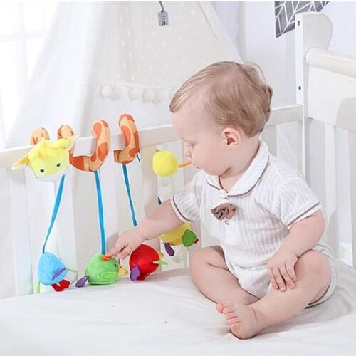 Musical Stroller Plush Stuff Doll Soft Crib Handing Bell Baby&Toddler Toy Rattles Stroller Toy Cute Animal Bed Winding Baby Toys