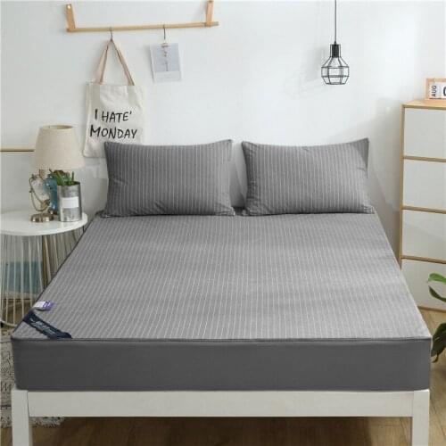 Cotton Children Mattress Cover Striped Waterproof Urine Solid Color Non-slip Bed Mattress Protector Multiple Sizes Fitted Sheet