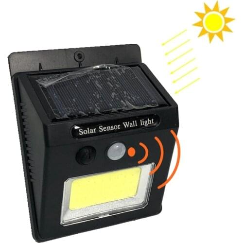 Solar Power Rechargeable LED motion sensor Wall light 10 W COB PIR Night light waterproof IP65 for garden backyard security