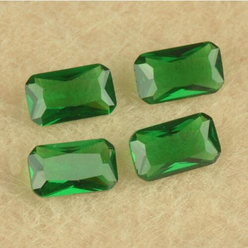 Wholesale 3x5~15x20mm 5A Green Color Nano Gems Loose Baguette Octangle Shape Cut Emeral d Synthetic Stone For Jewelry Making