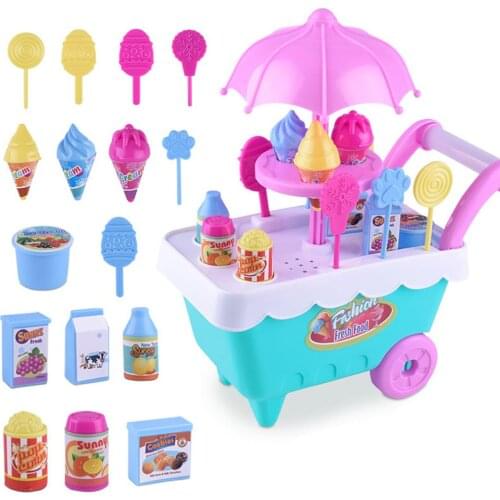 New Lovely Simulation Candy Lollipop Ice Cream Plastic Trolley Girls Toys For Children Random Color