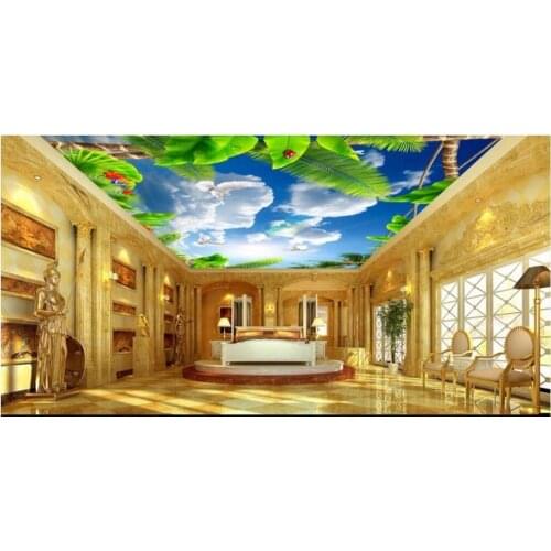 Custom photo 3d ceiling murals wallpaper Blue sky and white cloud dove green living room 3d wall murals wallpaper for walls 3 d