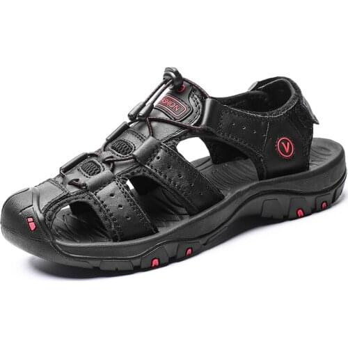 Classic Mens Sandals Summer Soft Sandals Comfortable Mens Shoes Genuine Leather Sandals Big Size Soft Outdoor Casual Shoes Men