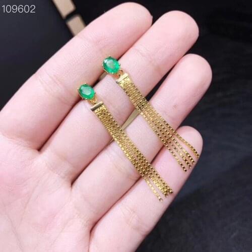 New green emerald gemstone earrings with tassels beauty fine jewelr 925 silver real natural gem certified women birthday gift