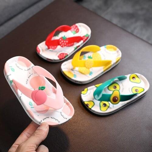 Cartoon Fruit Pattern Flip Flops Kids Summer New Children Slippers Baby Girls Beach Shoes Travel Childrens Light Portable Sanda