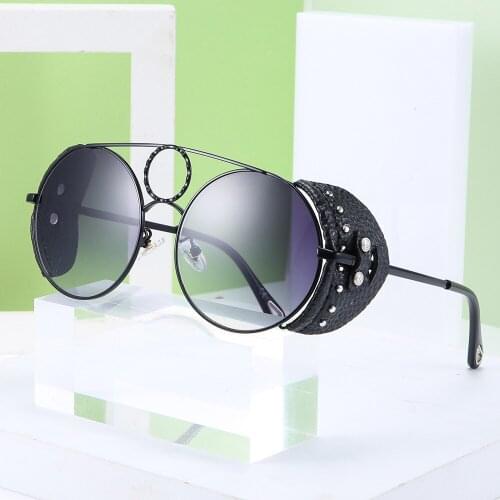 Retro Steampunk Sunglasses Round Designer Steam Punk Metal Shields Sunglasses Men Women UV400 Gafas de Sol