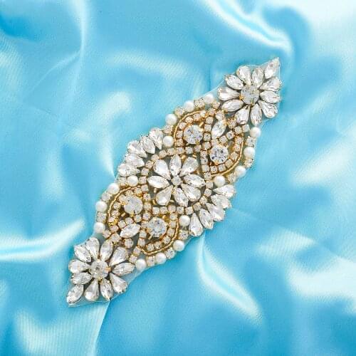 Beaded Wedding Dresses DIY Fashion Accessories Flat back Rhinestone Bridal Iron On Silver Crystal Applique Sewing S105