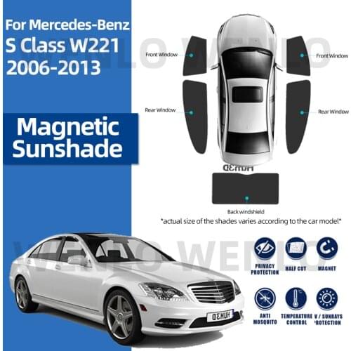 For Mercedes Benz S Class W221 2006-2013 Special Curtain Privacy Protection Sunshades Nylon Sun Shading Mesh Car Windshield Net