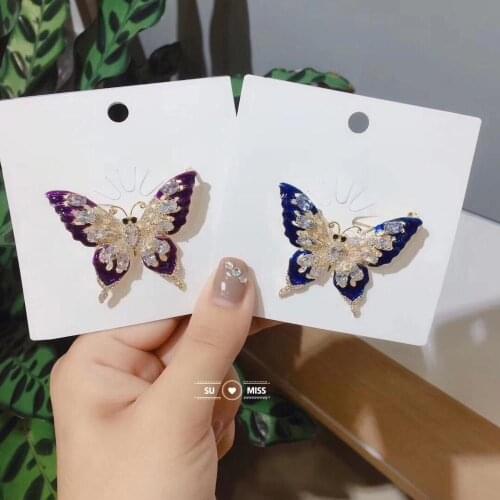 Free Shipping Crystal Brooch Pins For Women Enamel Butterfly Brooches Jewelry Fashion Wedding Party Bijoux Best Gift