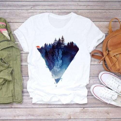 Premium O Neck Women Fox Animal Cartoon Cute Print Clothes Lady T-Shirts Top Womens T Shirt Ladies Graphic Female Tee T-Shirt