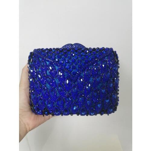 Blue Silver Women Diamond Rhinestone Prom Birthday Party Evening Bag Ladies Crystal Banquet Dinner Clutch Wallet Female Handbags