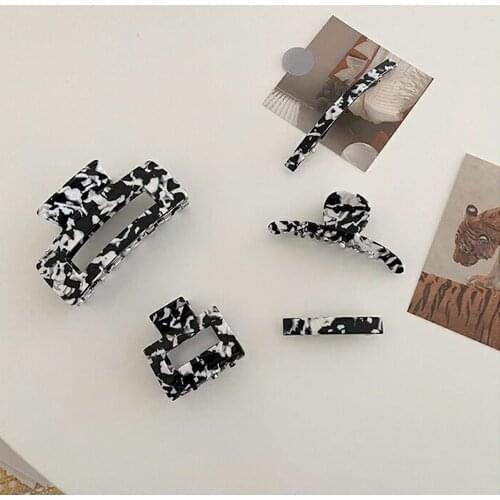 1PC Korea Fashion Black White Milk Cow Pattern Acrylic Hair Claw Clips for Women Party Hair Accessories