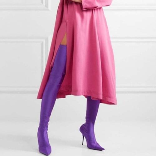 2020 Autumn Sexy Lady Elastic Boots High Heel Thigh High Boots Women Pointed Toe Fashion Over The Knee Boots Party Shoes Women