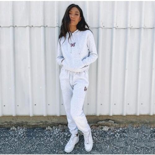 2 Peice Set Hooded Women Elegant Pant Sets Female Casual Outfits Jogger Two Piece Set Korean Sports Suit 2020 Cotton Tracksuit